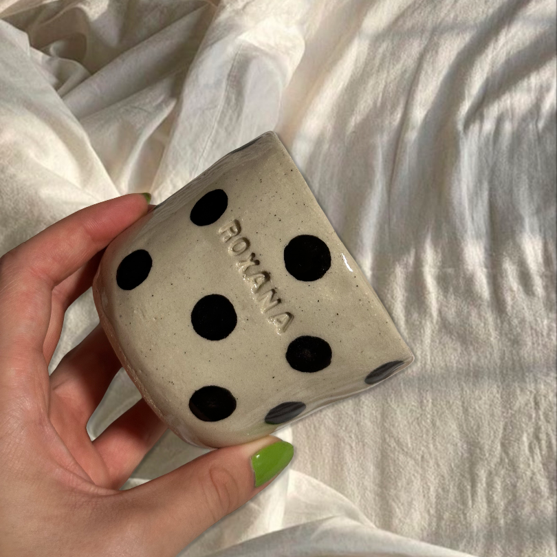 Handmade polka dot cup
