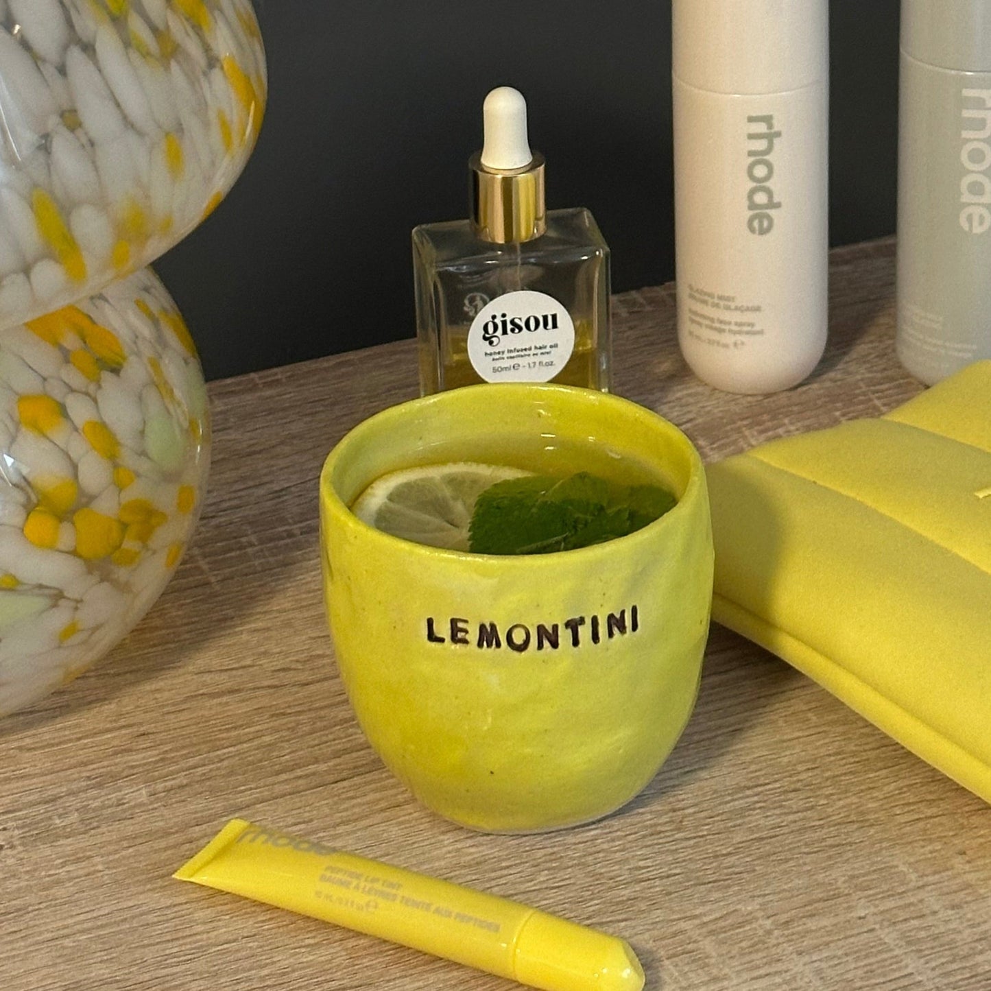 Handmade bright yellow lemontini cup