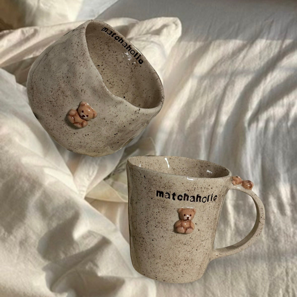 Handmade Neutral Teddy Matcha set