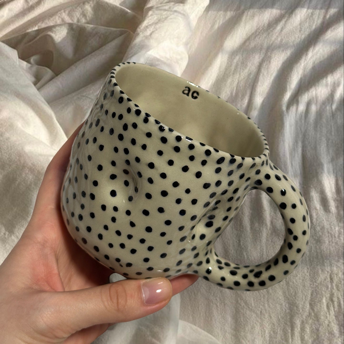 Handmade dotted chunky mug