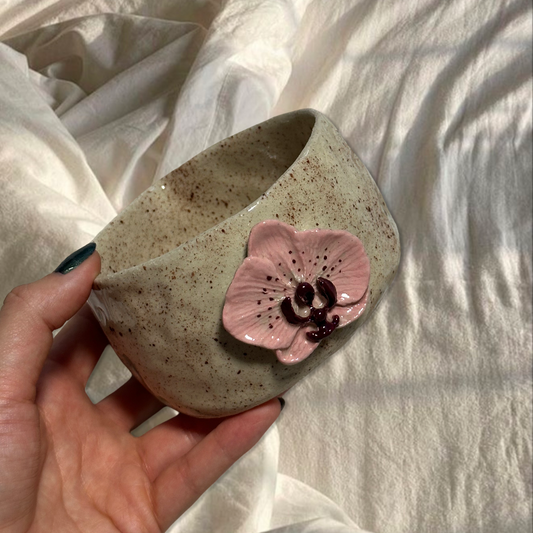 Handmade orchid matcha bowl