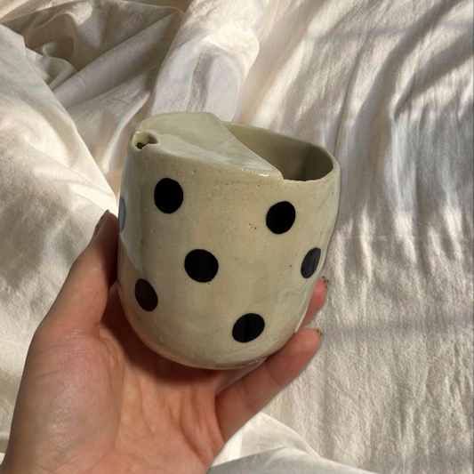 Handmade polka dot to go cup