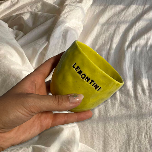 Handmade bright yellow lemontini cup