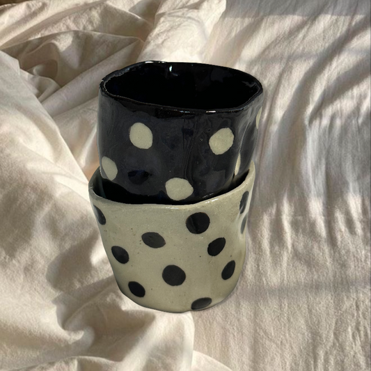 Handmade polka dot espresso cups set (2 cups)