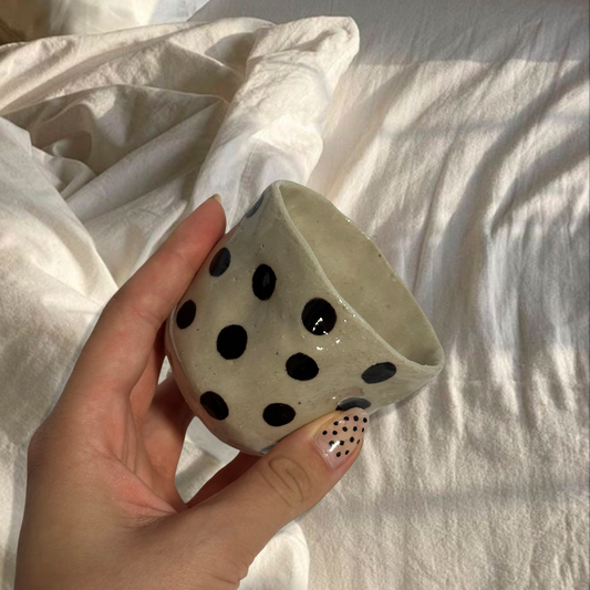 Handmade polka dot espresso cup
