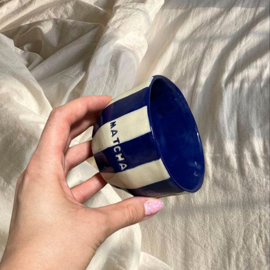 Handmade dark blue matcha cup